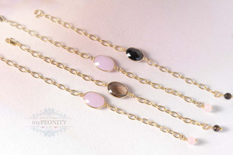 Glieder Armband modern Rosenquarz oval gold geschenkidee 