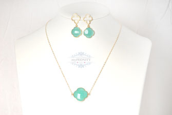 Einzeln Set Kleeblatt Halskette Ohrringe mypeonity