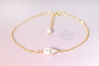 Single Pearl einzelne Perle zartes Armband silber vergoldet