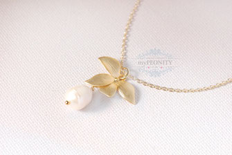 Orchideen Blumen Blüten Anhänger Halskette Perle