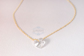 Petit kristall Herz zarte Halskette floating heart sterlingsilber vergoldet