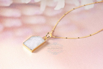 Geometrische Form Mondstein Anhänger Halskette satellitenkette