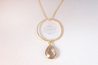 Kreis glitzer Tropfen Quarz Anhänger Halskette