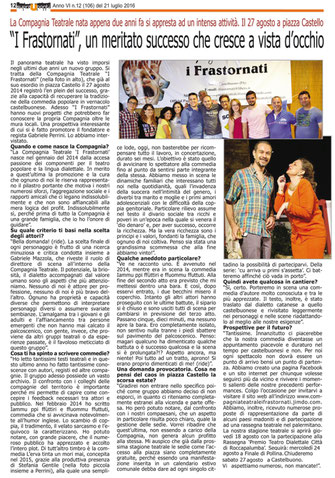 Rassegna Stampa Compagnia Teatrale i Frastornati - "I Frastornati", un meritato successo che cresce a vista d'occhio. L'intervista di Gabriele Perrini a Suprauponti
