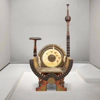 Carlo Bugatti (1856-1940)  "Throne" by Carlo Bugatti & C.  Walnut, Goat Skin, Brass, Bone, Cord, Ebonised wood  Milano, Italy, 1900 - PN.Modern pnmodern