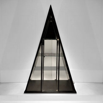Italian Postmodern Black Lacquered Pyramid Vitrine Cabinet-Postmodernism, Italy, 1970s - PN.Modern pnmodern.com