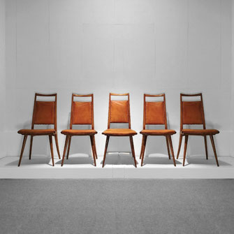 Carli Di Carli Dining Chairs, Walnut, Leather, Cassina, Italy, 1950s - PN.Modern pnodern