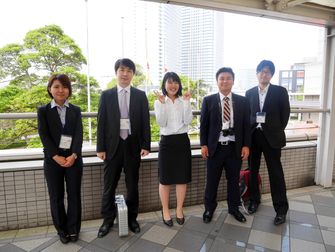 Mt. Fuji researchers of Tokyo Gakugei University, (from left to right) Ms. Y. Suzuki, Assoc. Prof. M. Kamogawa, Ms. T. Shoji, Mr. H. Nitta and Mr. Y. Narushima