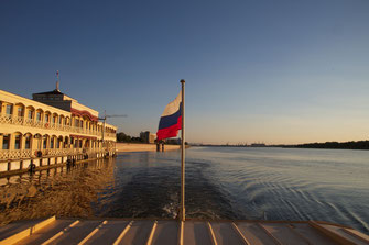 Volga river cruise with nice sunset