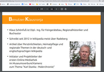 Seite 4 der Online-Präsentation von Stefan Kühn: Projektleiter Klaus Schönfuß. Klick auf das Bild öffnet die gesamte Präsentation.