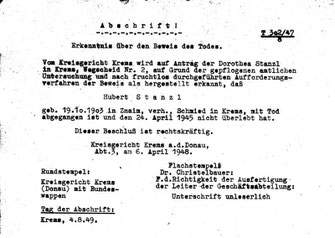 Bestätigung des Todes