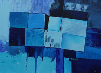 Acrylmalerei Der Blauen Messerpalette Des Abstrakten