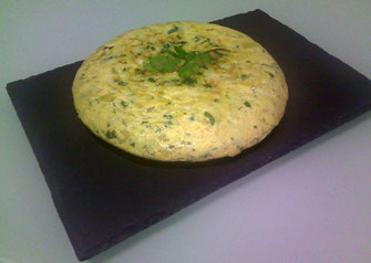 Suave y cremosa tortilla de bacalao