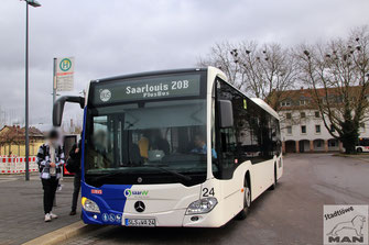SLS-WA 24, Wagen-Nr.: 24, Mercedes-Benz Citaro II LE Euro 6, Hauptbahnhof in Saarlouis, 06.01.2023