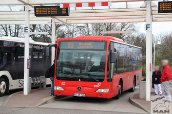 MZ-DB 2580, Mercedes-Benz Citaro I Facelift K, Hauptbahnhof in Homburg(Saar), 22.03.2024