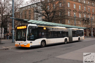 MZ-SW 966, Wg-Nr. 966, Mercedes-Benz Citaro II G Euro 6 Hybrid, Hauptbahnhof in Mainz, 28.12.2023