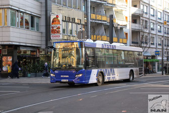 KH-K 556, Scania Citywide, Bahnhofstraße in Mainz, 28.12.2023