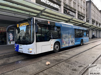 SB-SB 2594, Wagen 594, MAN Lion´s City  Euro 6, Hauptbahnhof in Saarbrücken, 11.03.2024