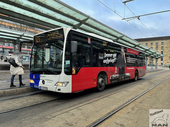 SB-SB 1563, Wagen 563, Mercedes-Benz Citaro I Facelift, Hauptbahnhof in Saarbrücken, 24.01.2023