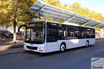 HOM-RH 556, MAN Lion´s City Euro 6, Hauptbahnhof in Saarbrücken, 06.10.2022