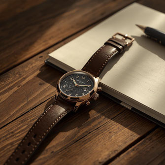 Une montre posée à côté d’un carnet (symbolise le fait de prendre le temps, à l’opposé de l’immédiateté), la voyance demande du temps. 