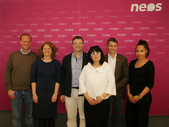 Stephan Maier (Political referent of Beate Meinl-Reisinger), Anais Weinberger (Fundraising), Matthias Laurenz Gräff, Georgia Kazantzidu, Stefan Egger (Federal Managing Director), Ingrid Ciplea