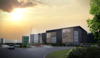 An artists impression of Bicester Gateway from somewhere on the A41 roundabout.  The road to the left goes to Oxford and to the right would be the Esso fuel station.