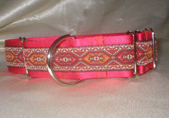 Martingale, Halsband, 4cm, Gurtband rot, edele Borte