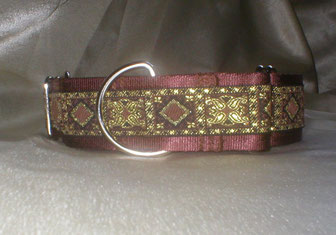 Martingale, Halsband, 4cm, Gurtband schokobraun, edele Borte