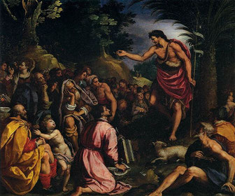 説教するヨハネ　アレッサンドロ・アローリ　（イタリヤの画家）　1601年　wikimediaより