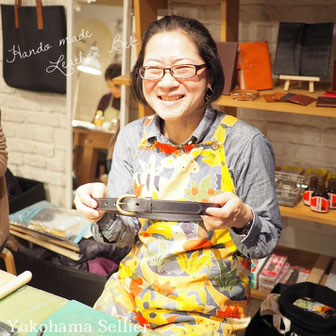 東京・横浜・大阪にあるレザークラフト（革）教室ヨコハマセリエ　生徒さんハンドメイドの作品　ベルト完成