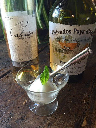Christine's Trou Normand with Claque-Pepin Calvados Fine and Lemon Granita