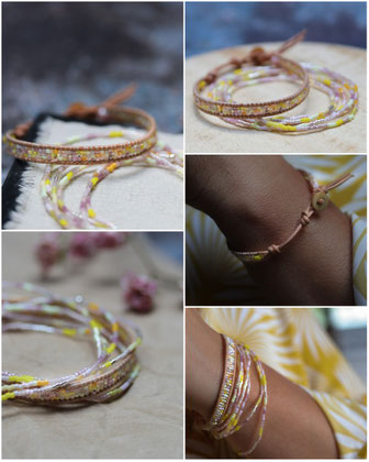 Leder-Armband, Farben-Armband, Deine Farben, Studiorosenrotes, Lieblingsfarben, individuelles Armband, Unikat-Schmuck, Studiorosenrotes
