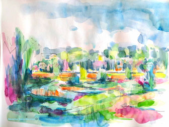 ile de la métaierie, bord de Loire, aquarelle, loire a velo, aquapainting, bridge painting, séverine saint-Maurice, lescerclesdelumiere.com