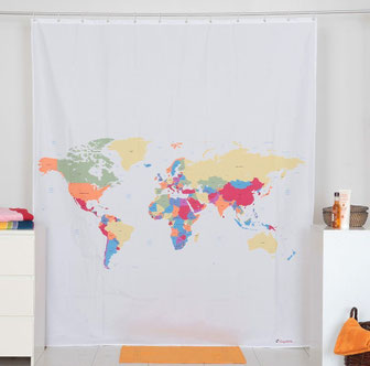 Duschvorhang Weltkarte originelle Geschenkideen