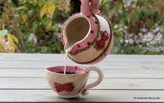 Keramik Fleury Keramik Geschirr Tassen Teller Schalen Kannen