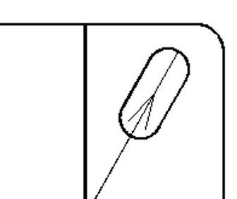 長穴はX-Y基準からの直線の延長上に長手を配置します。