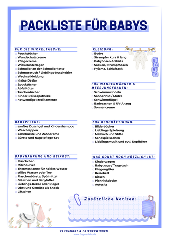 Packliste Urlaub mit baby