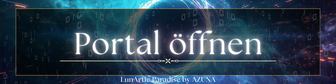 Button ‚Portal öffnen‘ – leuchtendes Portal mit mysteriösen Brief als Einladung ins Abenteuer, Einstieg ins The Switch Reality Game von LunArtic Paradise by AZUNA.