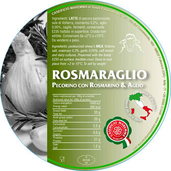maremma pecorino pecora formaggio caseificio toscano toscana spadi follonica etichetta italiano origine latte italia nuovi sapori saporito aromatiche aromatizzato stagionato rosmaraglio rosmarino aglio