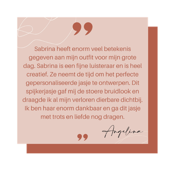 klant review spijkerjasje op trouwjurk bruid 