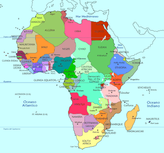 Africa. Mappa politica