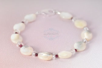 Facetten Perlmutt Granat Bergkristall Armband