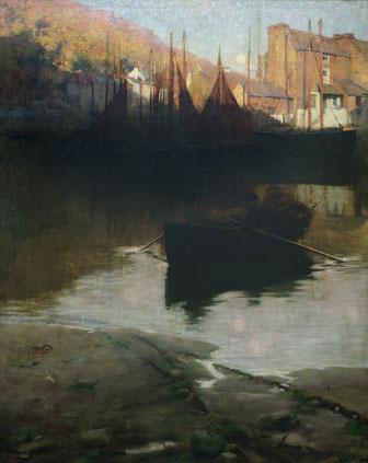 Sir William Llewellyn  'Twixt Night and Day - A Cornish Harbour' (RA 1888) (Dunedin Public Art Gallery)