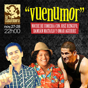 José, Damián y Omar con su "vuenumor" cerrando noviembre en La Cusumbera. Diseño Eduardo Correa.