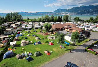 Restaurant Les Grangettes Noville Vaud Suisse camping pods tentes Asgard caravane mobil-home 