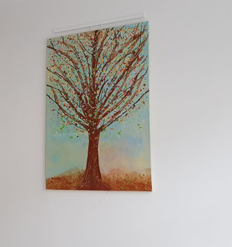 Modernes Wandbild in Braun und Blau