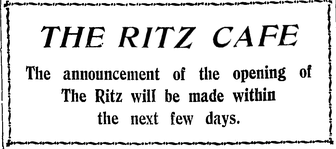 The "New" Ritz Cafe, Shanghai 1921