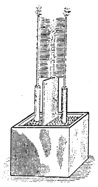 Fig.1-Discharge between two wires with high frequencies of a few hundred thousand per second