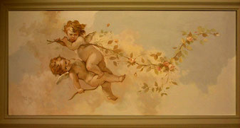 Il furto delle rose, tempera su soffitto, cm 130 x 80, proprietà Sig. Colomba, Taranto